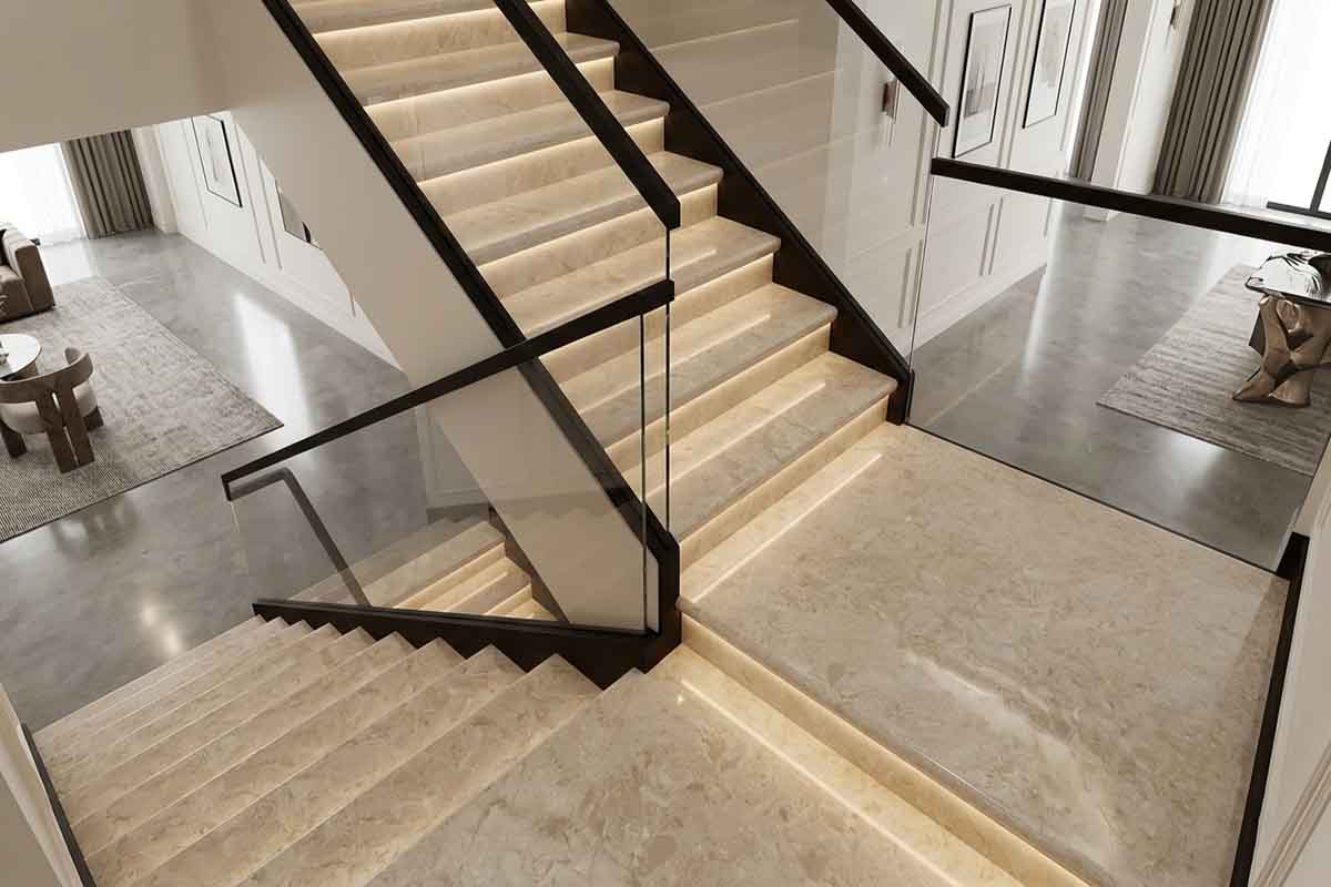 Ứng dụng đá marble cầu thang