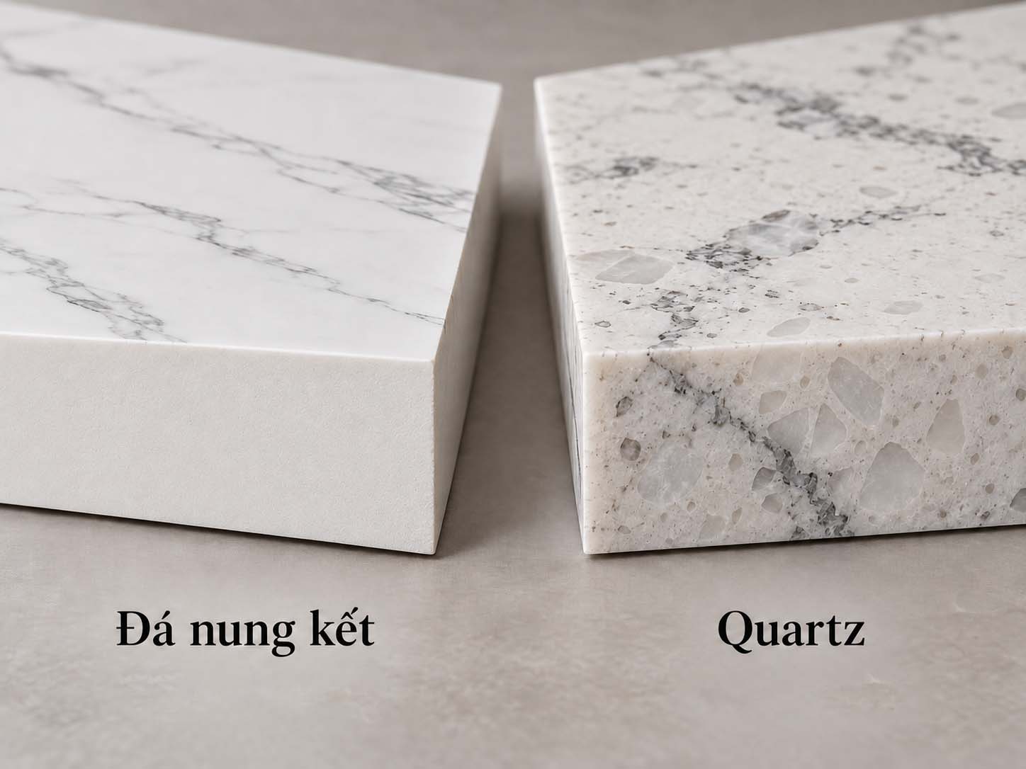 cạnh cắt đá nung kết và quartz